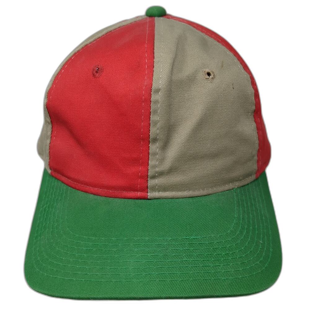Young An Snapback Hat Red Beige Green One Size Color Block Blank 6 Panel Retro